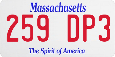 MA license plate 259DP3