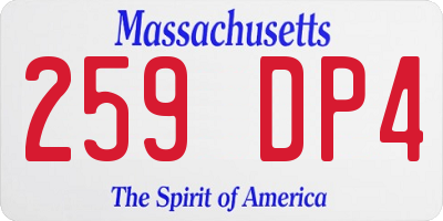 MA license plate 259DP4