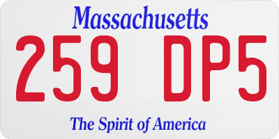 MA license plate 259DP5