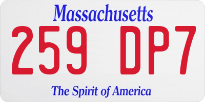 MA license plate 259DP7
