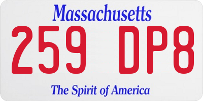 MA license plate 259DP8