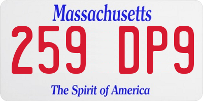MA license plate 259DP9