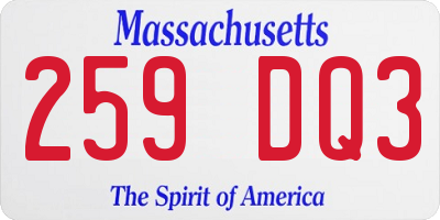 MA license plate 259DQ3