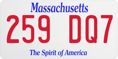 MA license plate 259DQ7