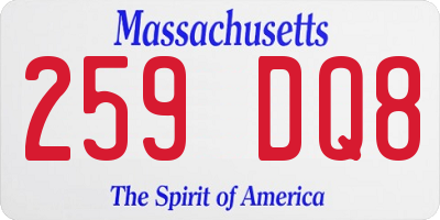 MA license plate 259DQ8
