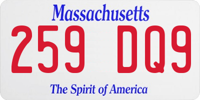 MA license plate 259DQ9