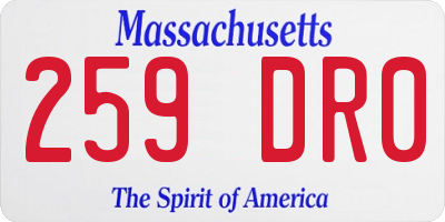 MA license plate 259DR0