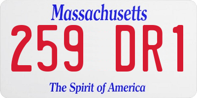 MA license plate 259DR1