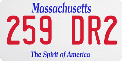 MA license plate 259DR2