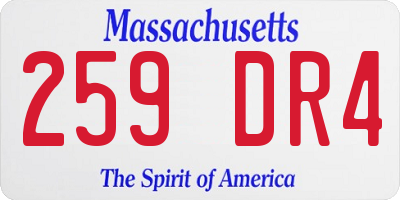 MA license plate 259DR4