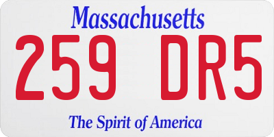 MA license plate 259DR5