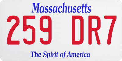 MA license plate 259DR7