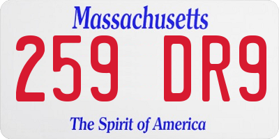 MA license plate 259DR9