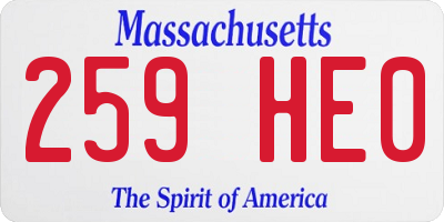 MA license plate 259HE0