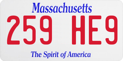 MA license plate 259HE9