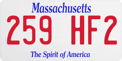 MA license plate 259HF2