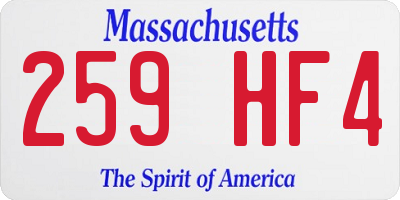 MA license plate 259HF4