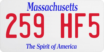 MA license plate 259HF5