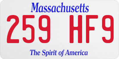 MA license plate 259HF9