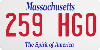 MA license plate 259HG0