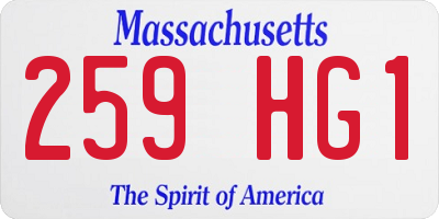 MA license plate 259HG1
