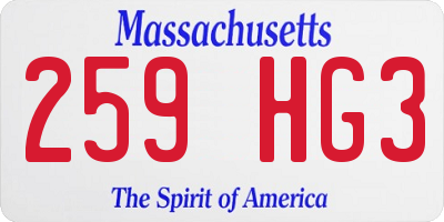 MA license plate 259HG3