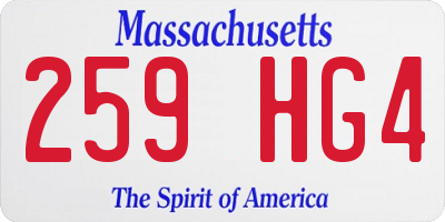 MA license plate 259HG4
