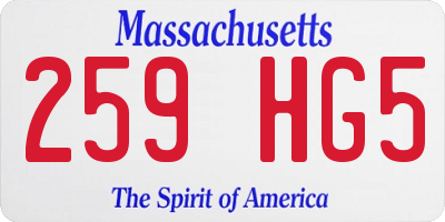 MA license plate 259HG5
