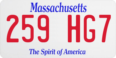 MA license plate 259HG7