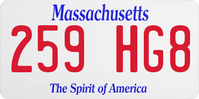 MA license plate 259HG8