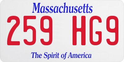 MA license plate 259HG9