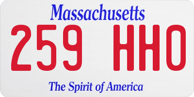 MA license plate 259HH0
