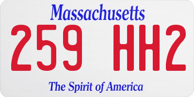 MA license plate 259HH2