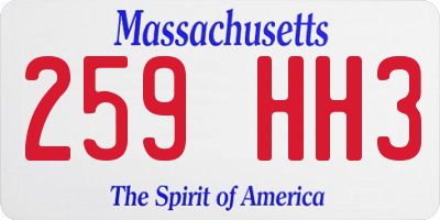 MA license plate 259HH3