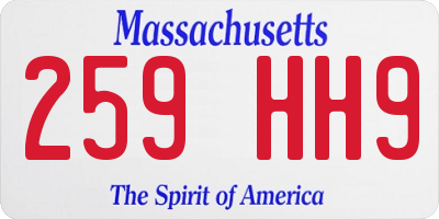 MA license plate 259HH9