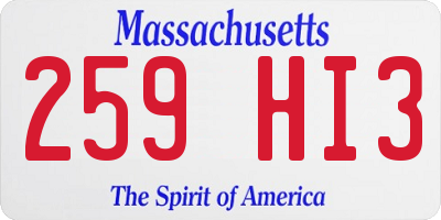 MA license plate 259HI3