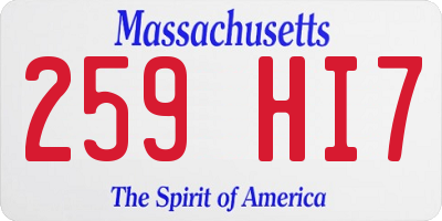MA license plate 259HI7