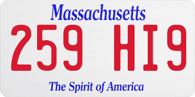 MA license plate 259HI9