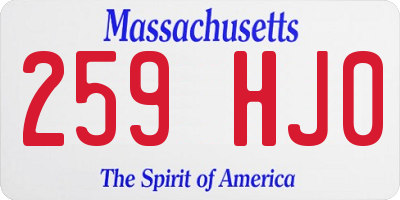 MA license plate 259HJ0