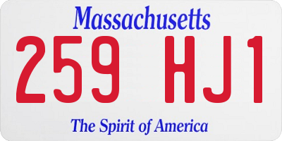MA license plate 259HJ1