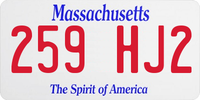 MA license plate 259HJ2
