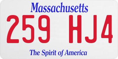 MA license plate 259HJ4
