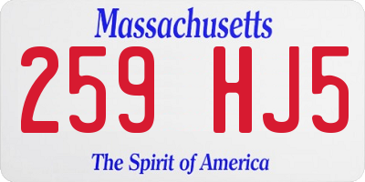 MA license plate 259HJ5