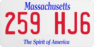 MA license plate 259HJ6