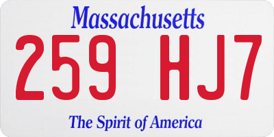 MA license plate 259HJ7