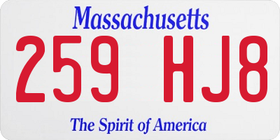 MA license plate 259HJ8