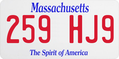 MA license plate 259HJ9