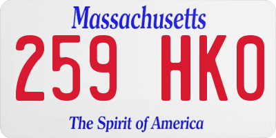 MA license plate 259HK0