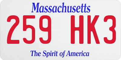 MA license plate 259HK3