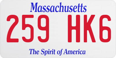 MA license plate 259HK6